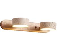 Aplique de pared de 2/3/4 luces LED con madera natural y travertino ajustable sobre espejo para decoración Ele