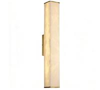 Aplique de pared de alabastro, lámpara de pared lineal de mármol, lámpara de pared de piedra, lámpara de latón dorado, iluminación decorativa contemporánea vintage para tocador de sala de estar (40 cm