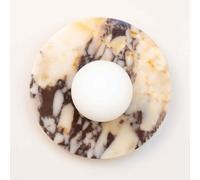 Aplique De Pared De Alabastro Redondo Nórdico, Lámpara De Pared De Piedra Natural Apliques De Mármol Redondos Apliques De Pared Con Pantalla De Vidrio Globo, Luces De Pared Interiores Cableadas(20CM)