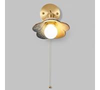 Aplique de Pared de Cerámica de Mediados de Siglo, Lámpara de Pared Artística con Pantalla de Porcelana Texturizada Y Cuerpo de Metal Dorado, Luminaria Empotrada E27 para Dormitorio, Sala de Estar, Es