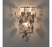 Aplique de Pared de Cristal Art Deco, lámpara de Pared de Hoja de Arce de Hierro Inspirada en la Naturaleza de 3 Luces con Flecos de Cristal Transparente,