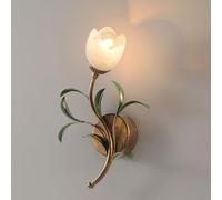 Aplique de pared de cristal con diseño floral, estilo vintage dorado, para cocina, sobre lavabo, doble pared, para baño, tocador, lámpara de pared antigua de estilo rústico, para dormitorio, mesita de