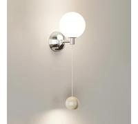 Aplique de Pared de Cristal con Forma de Globo, Cromado, LED, Moderno, con Bola de Cristal Blanca, para Sala de Estar, Dormitorio, Interior, marrón.