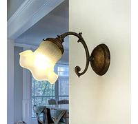 Aplique de pared de cristal de latón en bronce blanco antiguo dormitorio salón A: 17 cm E14 máx. 40W aplique floral premium hecho a mano pasillo