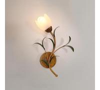 Aplique de pared de cristal vintage de mediados de siglo con diseño floral, estilo rústico, para cocina, con doble soporte, ideal para dormitorio, baño y mesita de noche sobre el lavabo (lado izquier