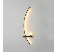 Aplique de pared de dormitorio de mediados de siglo con diseño curvo, apliques nórdicos para comedor, tira LED de 12 W, lámpara de pared rústica para mesita de noche, lámpara de globo lechoso para dor