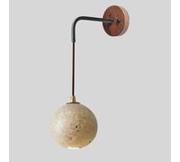 Aplique de Pared de Estilo Globo de Mediados de Siglo, Aplique de Piedra Natural, iluminación de Pared para Interiores, lámpara de Pared de Madera nórdica, GU10, cableado para Dormitorio, co