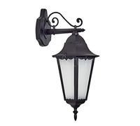 Aplique de pared de exterior Hong Kong FROST, lámpara de pared hacia abajo de aspecto antiguo, aplique, casquillo E27, lámpara de exterior retro/vintage para terraza y patio, sin bombilla(s)