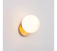 Aplique de pared de globo moderno Iluminación Lámpara de pared de bola de vidrio blanco Lámpara de pared de mediados de siglo Apliques de pared minimalistas para sala de estar Dormitorio Mesita de n