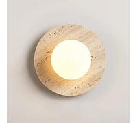 Aplique de Pared de Globo nórdico, lámpara de Pared Redonda de Piedra Natural con Bola de Cristal Blanco, Apliques de Pared para Sala de Estar, iluminación de Pared Interior G9, lámparas de