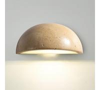 Aplique de Pared de Granja, lámpara de travertino semicírculo de Media Luna, luz de Piedra Natural de Estilo japonés con Fuente G4 Blanca fría de 6000 K for Dormitorio, mesita de Noche(Beige)