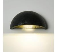Aplique de Pared de Granja, lámpara de travertino semicírculo de Media Luna, luz de Piedra Natural de Estilo japonés con Fuente G4 Blanca fría de 6000 K for Dormitorio, mesita de Noche(Black)