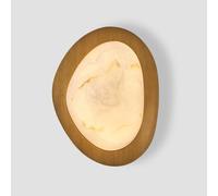 Aplique de Pared de imitación de mármol, lámpara de Pared de Resina de Calidad Natural, lámpara de Pared Moderna de Mediados de Siglo con Forma de Guijarro y veta de Madera, Ideal para dormitori