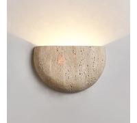 Aplique de pared de mármol moderno nórdico con pantalla semicircular de media luna, lámpara de pared para pasillo, lámpara de pared de piedra natural vintage, lámpara de pared para dormitorio, vestíbu