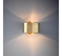 Aplique De Pared De Oro Cepillado Posmoderno Con Luz De Arriba A Abajo, Luz De Pared Con Anillo Cilíndrico Para Interiores, Lámpara De Pared E27, Accesorio De Iluminación De Pared Para Pasillo Pequeño