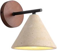 Aplique de Pared de Piedra Natural con Base de Madera | Lámpara de Pared de Mediados de Siglo | Aplique de Pared de mármol Vintage | Diseño Industrial rústico de Granja | Lámpara de Pared para do