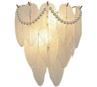Aplique de pared de plumas doradas Vidrio de leche blanco Hoja de cristal Nórdico Moderno Montaje en pared Lámpara Vintage Casa de campo Dormitorio Iluminación de pared Lámpara de pared para mesita