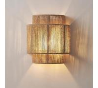 Aplique de pared de ratán natural Lámpara de pared rústica con Sombra de mimbre tejida | Apliques bohemios Iluminación de pared Luces de pared de granja Accesorios para escalera Dormitorio Pasillo