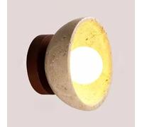 Aplique de pared de travertino amarillo natural de estilo retro,Lámpara de pared de mármol redondo moderno,Lámpara de pared de entrada de pasillo creativo para dormitorio, sala de estar, mesita de noc