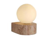 Aplique de Pared de travertino Minimalista Moderno, lámpara de Globo de Vidrio Esmerilado G9, Base de Piedra Natural, iluminación Ambiental Cableada para Dormitorio, Sala de Estar, Pasillo, entra