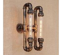 Aplique de Pared de tubería de Agua Hierro Forjado rústico Iluminación Decorativa Vintage Fuentes de luz Edison de Larga duración Portalámparas E27 Lámpara de Pared de Doble Cabezal para Loft Sala de