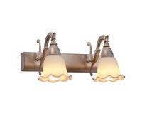 Aplique de pared de vidrio con forma de flor de 2 luces, moderno aplique vintage para tocador de baño sobre espejo, apliques de pared de metal industrial rústico para dormitorio, pasillo, comedor, p