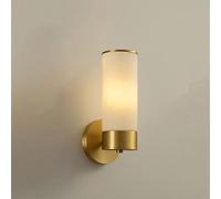 Aplique de Pared de Vidrio con Pantalla cilíndrica de latón, lámpara de Pared de Mediados de Siglo E14, lámpara de Pared para tocador, Dormitorio, mesita de Noche, Sala de Estar,