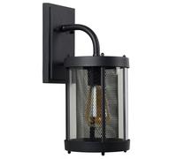 Aplique De Pared De Vidrio Metal Negro IP23 T:21 Cm E27 Moderno Exterior Terraza