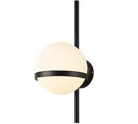 Aplique de pared de vidrio redondo moderno y simple de una sola cabeza Apliques de luz de pared de sala de estar Apliques de pared de vidrio blanco E27 de Europa Aplique de pared de metal de arte de