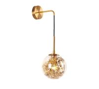Aplique de pared dorado, lámpara colgante de noche con globo de cristal transparente, moderna lámpara con decoración dorada, cable ajustable, iluminación de estilo nórdico para dormitorio, sala de est