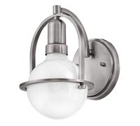 Aplique De Pared E27 23,3 Cm De Alto Níquel Blanco Metal Vidrio Interior Pasillo