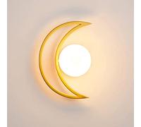Aplique de Pared en Forma de Media Luna, de Metal con Pantalla de Bola de Cristal opalino, lámpara de Pared para mesita de Noche G9 para Sala de Estar, Pasillo o Pared de Fondo.