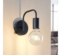 Aplique de pared Erivana de Lindby con interruptor, negro
