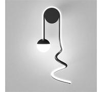 Aplique de Pared Espiral Lineal Negro con Tira de Luz Metálica Y Pantalla Esférica de Acrílico Aplique de Pared Led Geométrico Moderno para Interiores Ideal para Dormitorio Y Sala de Estar