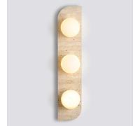 Aplique de Pared Estilo japonés WABI-sabi Art, travertino Amarillo con Pantalla de Vidrio, Casquillo G4, lámpara de Pared Vintage de Piedra Natural para mesita de Noche, dormitor