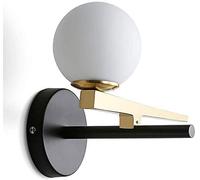 Aplique de Pared Europeo Escandinavo Simple Lámpara de Pared de Dormitorio Hierro Forjado Accesorio Moderno con Bola de Vidrio Lámpara de Pared Espejo de vanidad Diseño de Equilibrio de luz Frontal