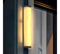 Aplique de Pared Exterior Clásico de Alaba- Aplique de Pared Lineal Largo Impermeable Ip65 Cono Inoxidable Negro, Led de 10 W para Porche Y Patio (90 Cm)/45 cm