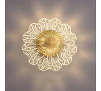 Aplique De Pared Francés De Lujo con Decoración De Cobre Y Vidrio, Lámpara De Pared LED con Forma De Flor Dorada Y Atenuación De 3 Colores, Pantalla Acrílica De 15 W(16CM)