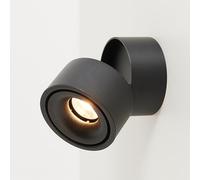 Aplique de Pared Giratorio Ajustable, lámpara de Pared cilíndrica, lámpara de Pared Blanca fría de 6000 K, luz de Montaje en Pared con Acento de Aluminio for exhibición de Arte en Interiores(Black)