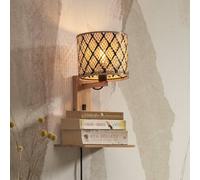 Aplique de pared GOOD & MOJO Java, con repisa, natural/negro