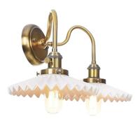 Aplique de Pared Hierro Industrial Retro, Aplique Doble con Pantalla Vidrio Blanco cerámica, lámpara Granja for Dormitorio, decoración Sala Estar Hotel - Accesorio iluminación Estilo Vintage