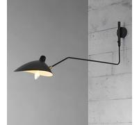 Aplique de pared industrial con brazo oscilante - Lámpara de lectura negra ajustable de 360° con interruptor, luminaria cónica cálida de 3000 K para dormitorio, sala de estar u oficina, diseño modern