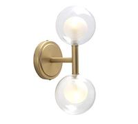 Aplique de Pared Industrial Retro Apliques de Vidrio de Doble Capa de Doble Cabeza Poste Recto Transparente 12 cm Lámpara de Pared con Pantalla de Vidrio de Globo pequeño para Espejo de tocador