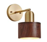 Aplique de Pared Industrial Sencillo de Madera - Lámpara de Pared giratoria y Ajustable con Pantalla de Nogal para Sala de Estar y Dormitorio | Paquete de 1/2