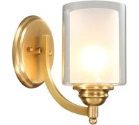 Aplique de Pared Industrial Vintage E27 con Pantalla de Vidrio Doble, lámpara de Pared Interior de latón Antiguo, iluminación de tocador con cableado para Sala de Estar, Dormitorio, mesita de noc