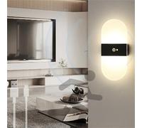 Aplique de Pared Inteligente con Sensor de Movimiento e Interruptor, Recargable por USB, inalámbrico, para Interiores, pasillos, cabeceros y Salas de Estar (luz Blanca y Negra).