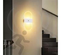 Aplique de Pared Inteligente con Sensor de Movimiento e Interruptor, Recargable por USB, inalámbrico, para Interiores, pasillos, cabeceros de Cama y Sala de Estar (luz Blanca cálid