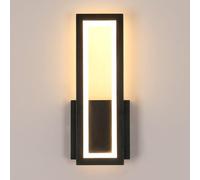 Aplique de Pared Interior LED, Lámpara de Pared LED Moderno 16W 1800LM, Luz de Pared Negra Moderna en Acrílico , Iluminación de Pared para Dormitorio, Pasillo, Escalera, 3000K Blanco Cálido, 32CM