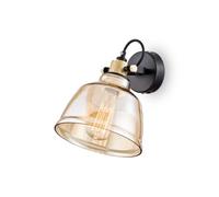 Aplique De Pared Lámpara E27 B: 20 Cm Vidrio Ahumado Metal Ajustable