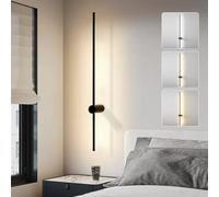 Aplique de Pared LED Aplique de Pared Negro con Tira Larga Accesorio de iluminación Interior Moderno para Dormitorio, Pasillo, Sala de Estar - Lámpara de Pared Larga para un Ambiente Elegante (80 cm